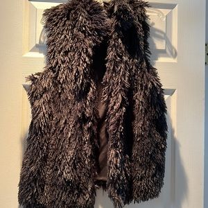 Black faux fur vest